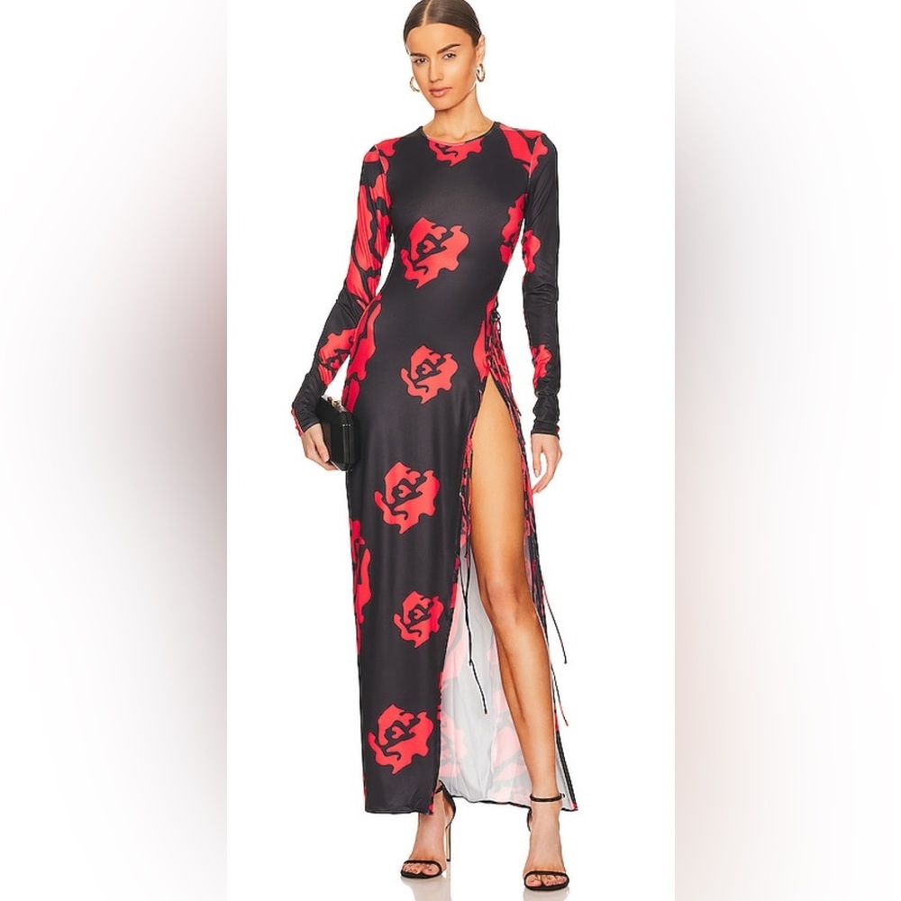 Elegant Black and Red Maxi Dress